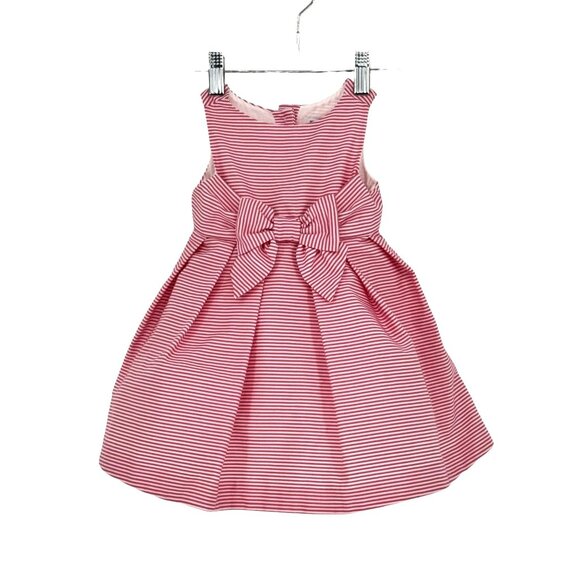 Janie Jack Dress Baby Infant Girls Striped Pink Bow Dress 6 12 Months Cotton‎ - Picture 1 of 7